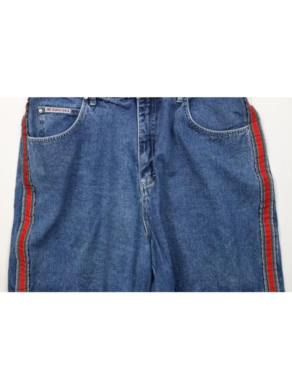 Vintage 90s Streetwear Urban Womens 20 W Striped Baggy Skateboard Denim Shorts